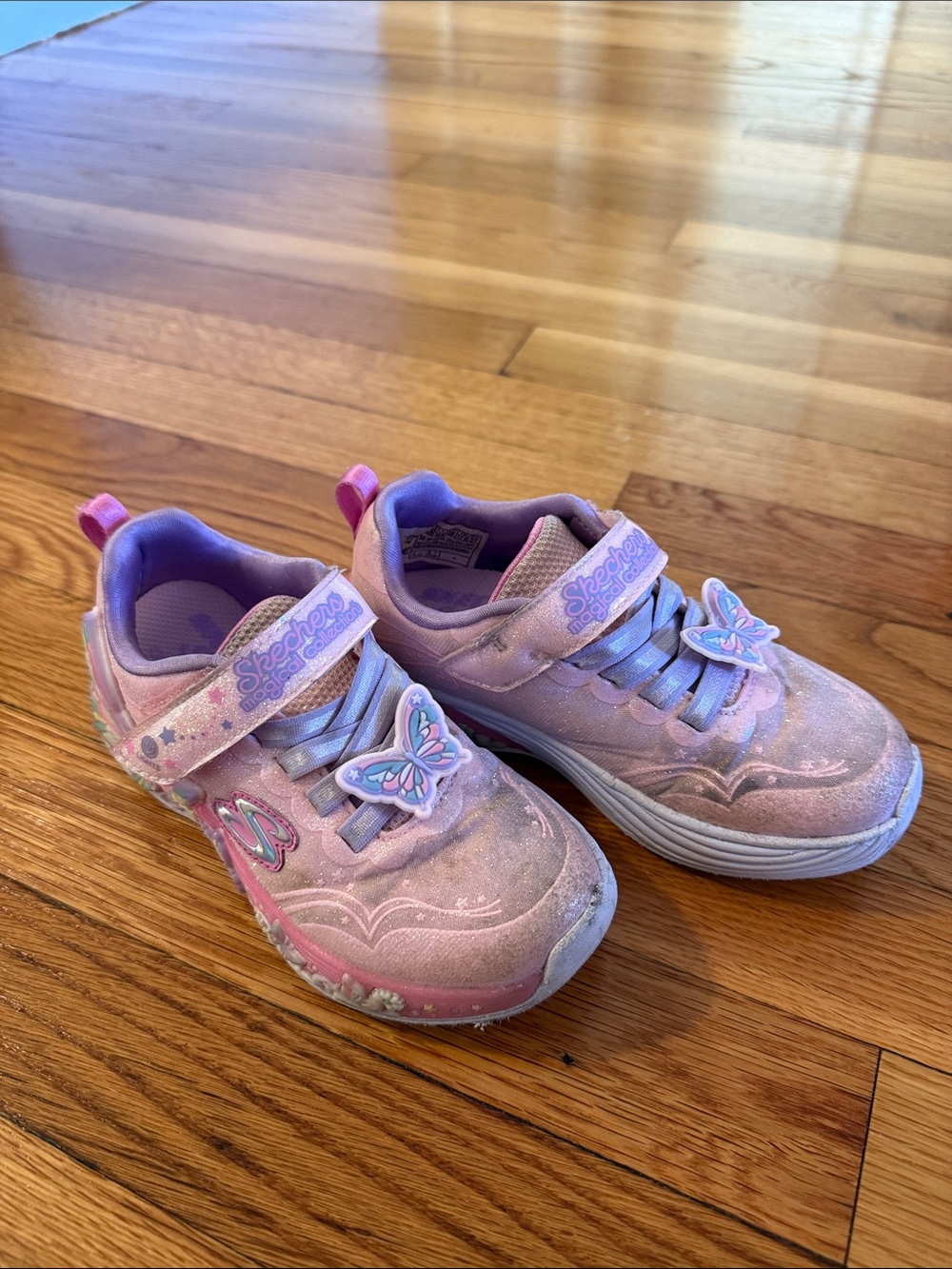 Skechers Girls Light Pink & Lavender Butterfly Sneakers